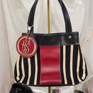 Vintage Kate Spade Black and Red Striped Women's Bag